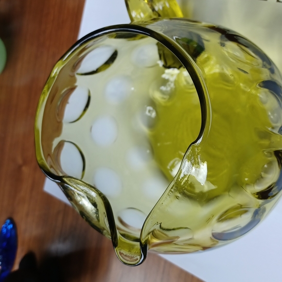 💚Empoli Art Glass Green Coin Dot Pitcher - Picture 5 of 11